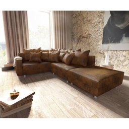 DELIFE Ecksofa Clovis Braun Antik Optik modul Hocker Armlehne Ottomane Links, Design Ecksofas, Couch Loft, Modulsofa, modular