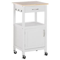 Servierwagen Weiß MDF Platte Gummibaumholz Kiefernholz 89 x 39 x 48 cm Landhausstil Traditionell Praktisch Multifunktional Wohnzimmer