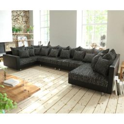 DELIFE Wohnlandschaft Clovis XL Schwarz mit Armlehne modular, Design Wohnlandschaften, Couch Loft, Modulsofa, modular