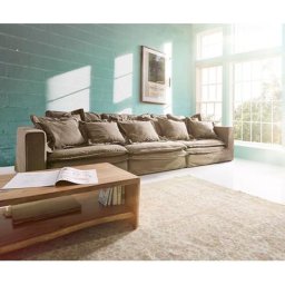 DELIFE Hussensofa Sharona 337x117 cm Braun mit Kissen, Big Sofas