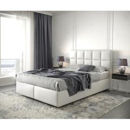 DELIFE Boxspringbett Dream-Fine 140x200 cm Kunstleder Weiß mit Matratze und Topper, Boxspringbetten