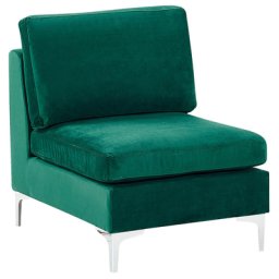 Mittelstück für Sofa Grün Polsterbezug aus Samtstoff mit Rückenlehne Metallgestell Modernes Glamour Design Wohn- und Arbeitszimmer Flur