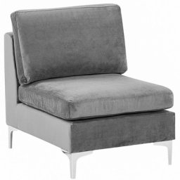 Mittelstück für Sofa Grau Polsterbezug aus Samtstoff mit Rückenlehne Metallgestell Modernes Glamour Design Wohn- und Arbeitszimmer Flur