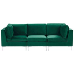 Sofa Grün Polsterbezug aus Samtstoff 3-Sitzer Modulsofa mit Metallgestell Wohnzimmermöbel Modern Wohnzimmer Salon Wohnecke Sitzecke