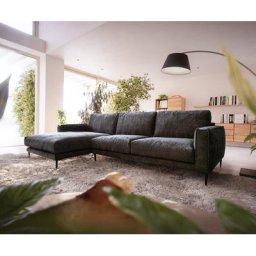 DELIFE Ecksofa Sottil 290 x 165cm Chenille Anthrazit Recamiere links, Ecksofas