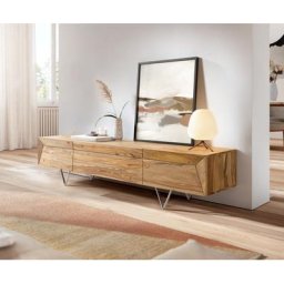 DELIFE Designer-Lowboard Wyatt 175 cm Sheesham Natur 2 Türen 1 Klappe, Lowboards