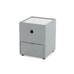 DELIFE Nachttisch Vinca 43x45 Hellblau beleuchtet Schublade, Nachttische