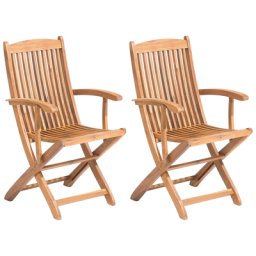 Gartenstühle 2er Set Hellbraun Akazienholz mit Armlehnen Klappbar Balkon