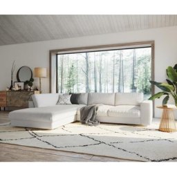 DELIFE Ecksofa Cubico 325x225 Cord Beige Ottomane links, Ecksofas