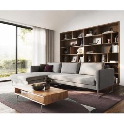 DELIFE Ecksofa Azula 305x180 Flachgewebe Grau Recamiere links, Ecksofas