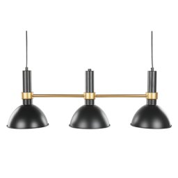 Hängeleuchte Schwarz und Gold Metall 3-flammig runde Schirme für Esszimmer Industrie Look Elegant Klassisch