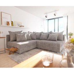 DELIFE Ecksofa Clovis Hellgrau Strukturstoff Ottomane Links Modulsofa, Design Ecksofas, Couch Loft, Modulsofa, modular