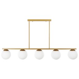 Hängeleuchte Gold aus Eisen und Glas 5-flammig Kugelförmige Lampenschirme für Esszimmer Wohnzimmer Salon Modernes Design