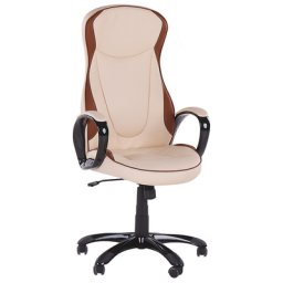 Bürostuhl Beige Kunstleder gepolstert höhenverstellbar drehbar mit Rollen modernes Design für Büro für Homeoffice