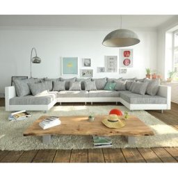 DELIFE Wohnlandschaft Clovis XL Weiss Hellgrau Modulsofa, Design Wohnlandschaften, Couch Loft, Modulsofa, modular