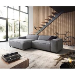 DELIFE Ecksofa Tenso 280x165 cm Strukturstoff Grau Recamiere links, Ecksofas