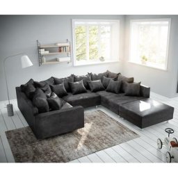 DELIFE Wohnlandschaft Clovis Anthrazit Antik Optik modular Hocker Armlehne, Design Wohnlandschaften, Couch Loft, Modulsofa, modular