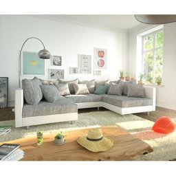 DELIFE Wohnlandschaft Clovis Weiss Hellgrau Modulares Sofa, Design Wohnlandschaften, Couch Loft, Modulsofa, modular