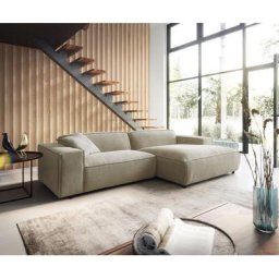 DELIFE Ecksofa Tenso 280x165 cm Chenille Beige Recamiere rechts, Ecksofas