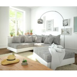 DELIFE Ecksofa Clovis Weiss Hellgrau Modulsofa Hocker Ottomane Links, Design Ecksofas, Couch Loft, Modulsofa, modular