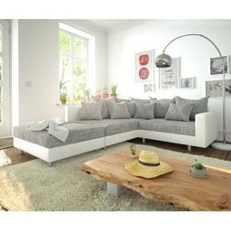 DELIFE Ecksofa Clovis Weiss Hellgrau Hocker Armlehne Ottomane Links Modulsofa, Design Ecksofas, Couch Loft, Modulsofa, modular