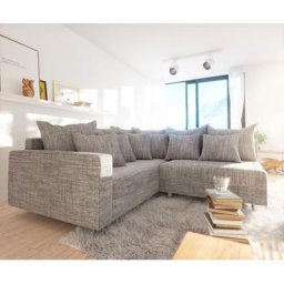 DELIFE Ecksofa Clovis Hellgrau Strukturstoff Armlehne Ottomane Links Modulsofa, Design Ecksofas, Couch Loft, Modulsofa, modular