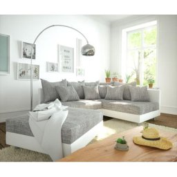 DELIFE Ecksofa Clovis Weiss Hellgrau Hocker Ottomane Rechts modular, Design Ecksofas, Couch Loft, Modulsofa, modular