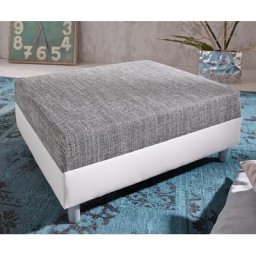 DELIFE Hocker Clovis B98 x T83 Weiss/Hellgrau Modul Strukturstoff, Design Hocker, Couch Loft, Modulsofa, modular