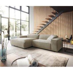 DELIFE Ecksofa Tenso 280x165 cm Chenille Beige Recamiere links, Ecksofas