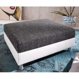 DELIFE Hocker Clovis B98 x T83 Weiss Schwarz Modul Strukturstoff, Design Hocker, Couch Loft, Modulsofa, modular