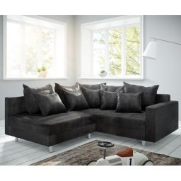 DELIFE Ecksofa Clovis Anthrazit Antik Optik modular Armlehne Ottomane Rechts, Design Ecksofas, Couch Loft, Modulsofa, modular