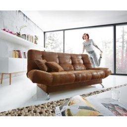 DELIFE Schlafsofa Viol 190x90 cm Braun Antik Optik Bettkasten, Schlafsofas