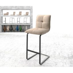 DELIFE Barstuhl Maddy-Flex Beige Vintage Freischwinger Metall flach, Barstühle