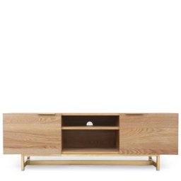 TV Schrank STARK - TV-Lowboard, naturbelassenes Holz & Messing, B150