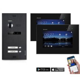 Video Türsprechanlage BALTER EVO WIFI 2-Draht BUS Komplettsystem mit Unterputz Türstation in Schwarz für 2 Teilnehmer und 2x 7"" Touchscreen Monitor und Hauptstromverteiler (Innenstation Farbe: Schwarz / Türstation Farbe : Karbon-Graphit)