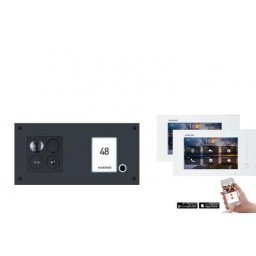 Balter ERA Video Türsprechanlage in waagerechter Form für 1 Familienhaus 2x Monitore mit Smartphone App, Bewegungsmelder (RFID Schlüssel: 5 / Türstation Farbe : Silber)