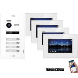WLAN Video Türsprechanlage BALTER EVO 2-Draht BUS für 4-Familienhaus in Weiß