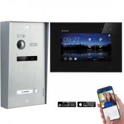 BALTER EVO Aufputz Video Türsprechanlage 2-Draht BUS für 1-Familienhaus mit 7"" WiFi Touchscreen Monitor in Schwarz und Hauptstromverteiler (Innenstation Farbe: Schwarz / Türstation Farbe : Anthrazitgrau)