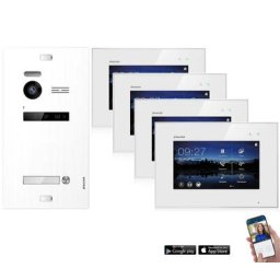 WLAN Video Türsprechanlage BALTER EVO 2-Draht BUS für 1-Familienhaus mit 4x Touchscreen 7 Zoll Monitor in Weiß