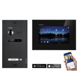 BALTER EVO 2-Draht BUS Komplettsystem mit Wifi, Black Türstation für 1 Teilnehmer in schwarz (Innenstation Farbe: Weiß / Türstation Farbe : Karbon-Silver)