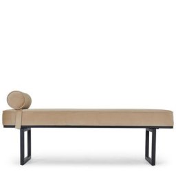 Bank VERDICT - Sitzbank, Samt in Macadamia Taupe & schwarzes Metall, B140