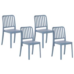 Gartenstühle im 4er Set Blau aus Kunststoff Balkon Terrasse Gartenzubehör Indoormöbel Outdoormöbel Plastikstühle Modern