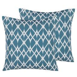 Gartenkissen 2er Set blau 45 x 45 cm aus Polyester mit Ethnodruck Quadratisch Garten/ Balkon /Terrasse modernes Design