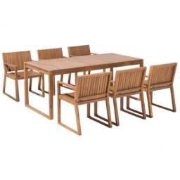 Gartenmöbel Set aus Akazienholz 6-Sitzer sechs Stühle mit einem Gartentisch Terrasse / Outdoormöbel Rustikal Landhaus Stil