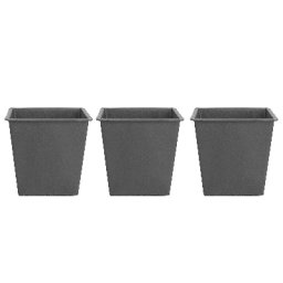 Einsatz für Pflanzkübel schwarz Kunststoff im 3er Set mit Bewässerungssystem 34 x 34 x 31 cm quadratisch Gartenzubehör