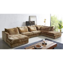 DELIFE Wohnlandschaft Isla 430x225 Chenille Gold Ottomane rechts, Wohnlandschaften