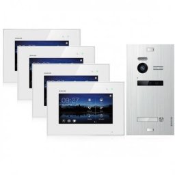 BALTER EVO Video Haussprechanlage 2-Draht BUS für 1-Familienhaus mit 4x 7"" Displays (Innenstation Farbe: Schwarz / Türstation Farbe : Silber)