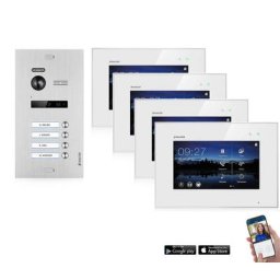 WLAN Video Türsprechanlage BALTER EVO 2-Draht BUS für 4-Familienhaus (Innenstation Farbe: Weiß / Türstation Farbe : Anthrazitgrau)