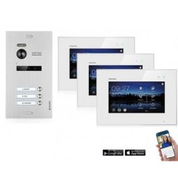 WLAN Videotürsprechanlage BALTER EVO 2-Draht BUS für 3-Familienhaus (Innenstation Farbe: Schwarz / Türstation Farbe : Silber)