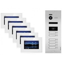 Video Türsprechanlage BALTER EVO 2-Draht BUS für 6-Familienhaus mit RFID-Funktion (Türstation Farbe : Silber / RFID Schlüssel: 12)